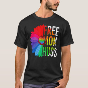 T-shirt Free Mom Hugs Gay pride LGBT Daisy Rainbow Flower