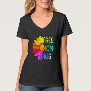 T-shirt Free Mom Hugs Gay pride Lgbt Daisy Rainbow Flower