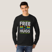 T-shirt Free Mom Hugs Messy Bun LGBT Pride Rainbow (Devant entier)