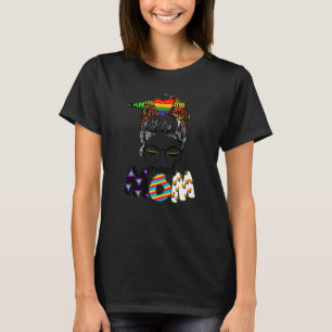 T-shirt Free Mom Hugs Messy Bun Lgbt Pride Sun Rainbow Tea
