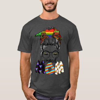 T-shirt Free Mom Hugs Messy Bun LGBT Pride Sun Rainbow Tea