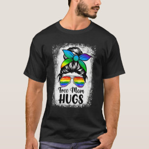 T-shirt Free Mom Hugs Messy Bun Pansexual Pride Rainbow Fl