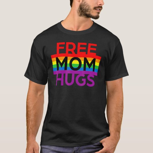T-shirt Free Mom Hugs Messy Bun Rainbow Lgbt Pride 1 (Devant)