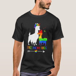 T-shirt Free Mom Hugs Rainbow Heart Mama Llama Lgbt Pride