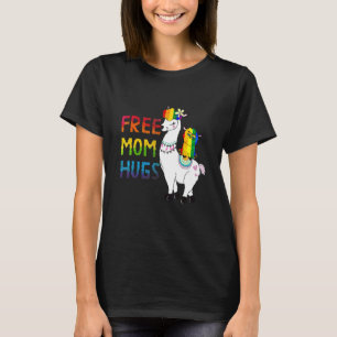 T-shirt Free Mom Hugs Rainbow Heart Mama Llama Lgbt Pride