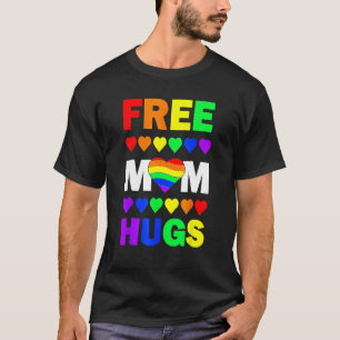 T-shirt Free Mom Hugs Rainbow Hearts LGBT Gay Lesbian Prid