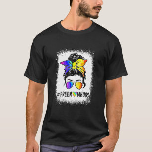 T-shirt Free Mom Hugs Rainbow LGBT Prith Mois Messy Bun M