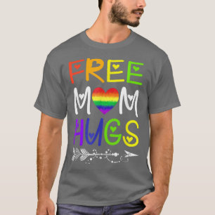 T-shirt Free Mom Hugs T Rainbow Heart LGBT Pride Mois 