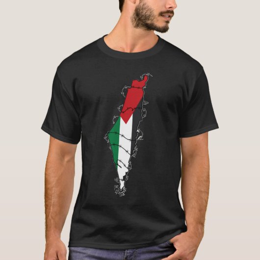 T-shirt Free Palestine Barbared Wire Map Liberté palestini (Devant)