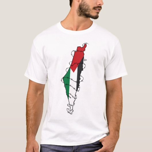 T-shirt Free Palestine Barbared Wire Map Liberté palestini (Devant)