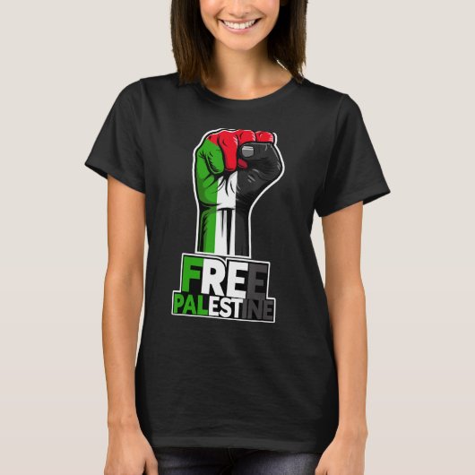 T-shirt Free Palestine Flag of Palestine Palestinian fist (Devant)