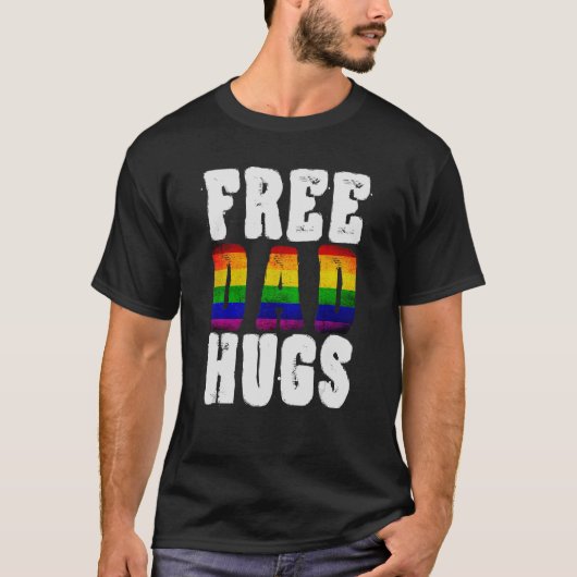 T-shirt Free Papa Hugs, Ally Maman Garçon Girl Arc-en-ciel (Devant)