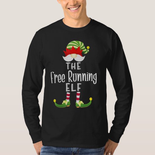 T-shirt Free Running Elf Group Christmas Pajama Party (Devant)