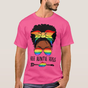 T-shirt Free Tante Hugs Messy Bun LGBT Pride Mois Noir