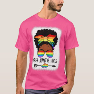 T-shirt Free Tante Hugs Messy Bun LGBTQ Pride Mois Noir