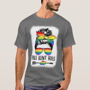 T-shirt Free Tante Hugs Messy Bun Rainbow LGBT Gay pride R