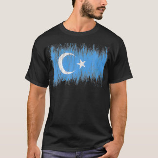 T-SHIRT FREE THE UYGHURS UIGHUR FLAG EAST TURKESTAN XINJIA