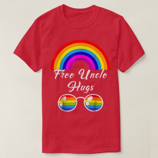 T-shirt Free Uncle Hugues LGBT Ally Rainbow Lunettes de so (Design devant)