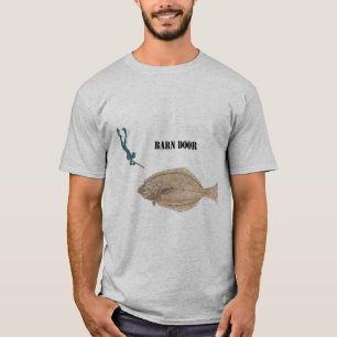 T-shirt Freediving SpearFishing Diver et un gros halibut