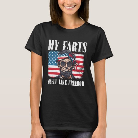 T-shirt Freedom American Flag 4th Of July Independence Abe (Devant)