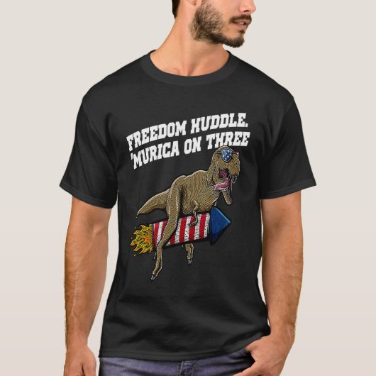 T-shirt Freedom Huddle Murica on Three 4th of July Patriot (Devant)