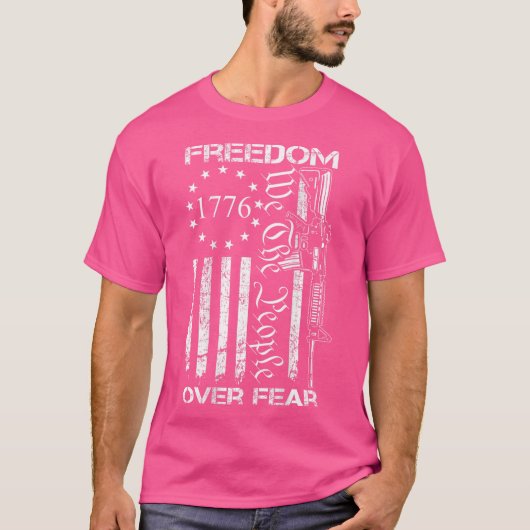 T-shirt Freedom Over Fear Pro Gun Usa Flag 2E Amendement ( (Devant)