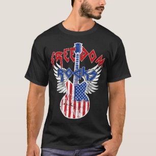 T-shirt Freedom Rocks 4 juillet Patriotic USA Flag Rock