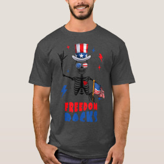 T-shirt Freedom Rocks, Skeleton 4 juillet, Retro 4th of 