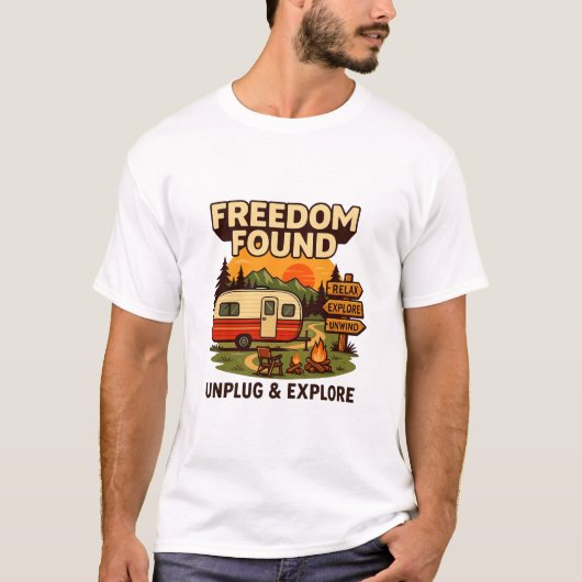 T-shirt Freedom Trouvé Vintage Camper Adventure (Devant)