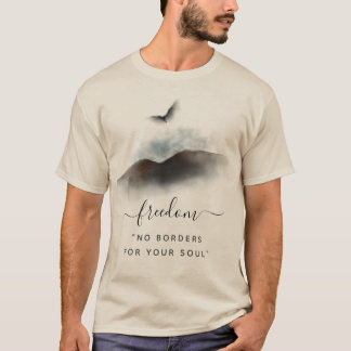 T-shirt Freedom Watercolor Eagle Mounts Beige