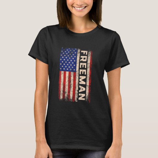 T-shirt Freeman Nom Chemise Freeman Nom drapeau américain (Devant)