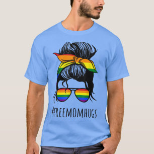 T-shirt Freemomhugs Hashtag Free Mom Hugs Messy Bun Hair L