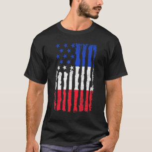 T-shirt French American Pride Drapeau américain France Rac