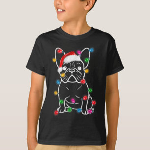 T-shirt French Buldog Christmas Lights Tree Décoration Xm