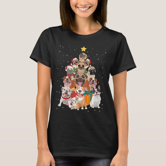 T-shirt French Buldog Christmas Tree Dog Cute pour garçons (Devant)