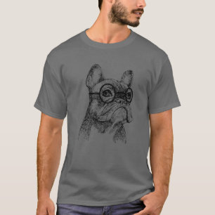 T-shirt French Buldog Portant des lunettes Frenchie Mom Pa