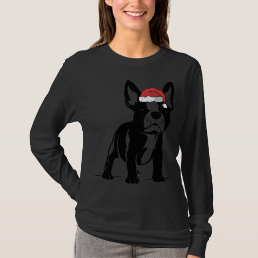 T-shirt French Bull Dog Santa Hat mignon Amoureux des chie (Devant)