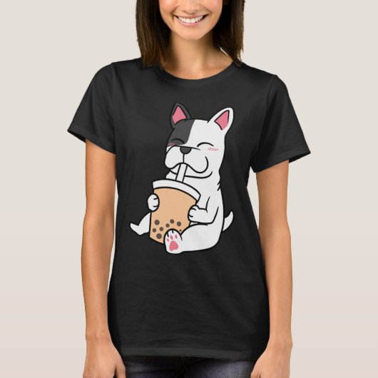 T-shirt French Bulldog Boba Milk Thé bulle JT Pullove (Devant)