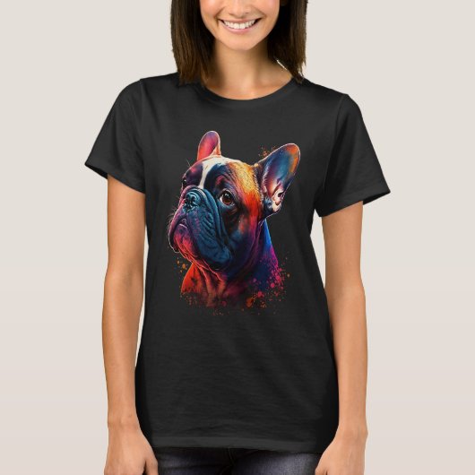 T-shirt French Bulldog Colorful (Devant)