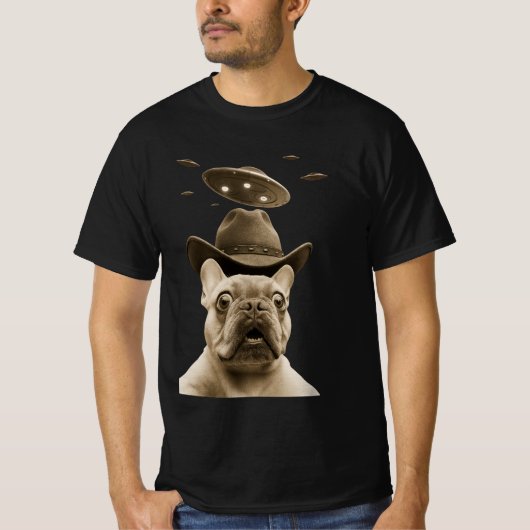 T-shirt French Bulldog Cowboy UFO (Devant)