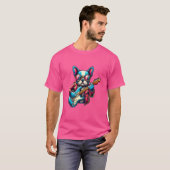 T-shirt French Bulldog Electric Guitare Funny Chien Rock B (Devant entier)