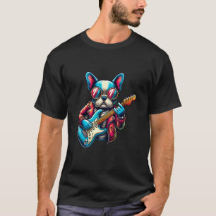 T-shirt French Bulldog Electric Guitare Funny Chien Rock B