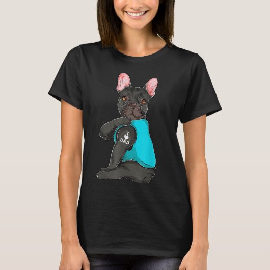 T-shirt French Bulldog I Love Papa Tattoo Apparel, Chien P (Devant)