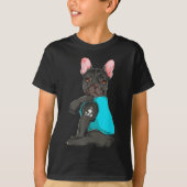 T-shirt French Bulldog I Love Papa Tattoo Apparel, Chien P (Devant)