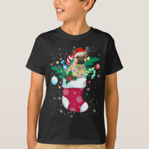 T-shirt French Bulldog In Sock Funny Christmas Pajama Sant