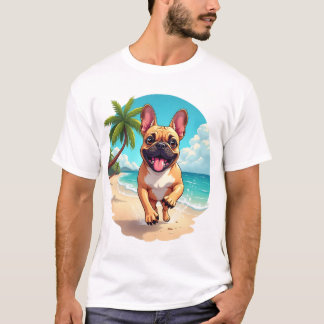 T-shirt French Bulldog on a Beach