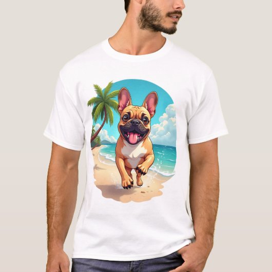 T-shirt French Bulldog on a Beach (Devant)