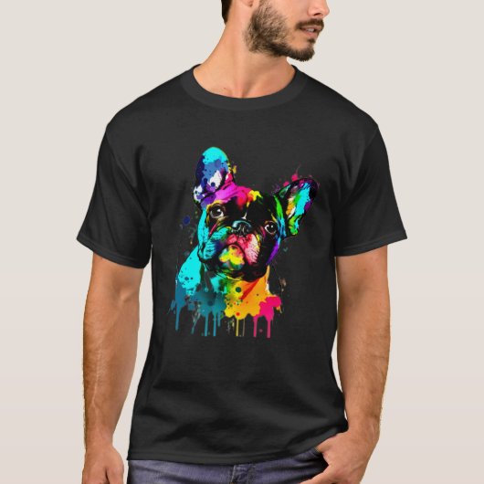 T-shirt French Bulldog Paint Splatter Frenchie  Splatter (Devant)