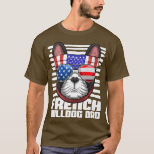 T-shirt French Bulldog Papa Lunettes de soleil 4 juillet P