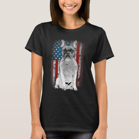 T-shirt French Bulldog Patriotic USA Flag for Frenchie Own (Devant)
